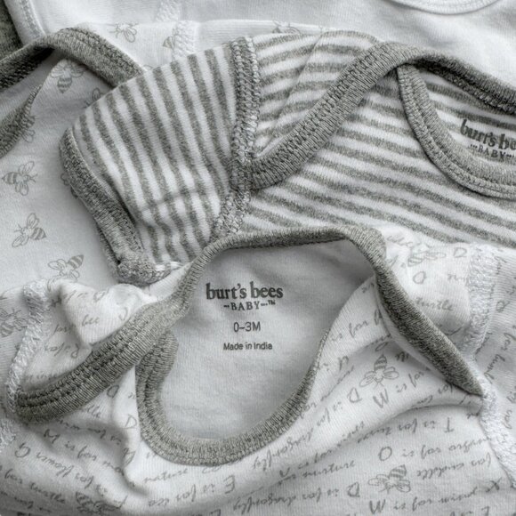 Burt's Bees Baby 0-3M Organic Cotton Short Sleeve Bodysuits Set of 5 - Picture 2 of 2
